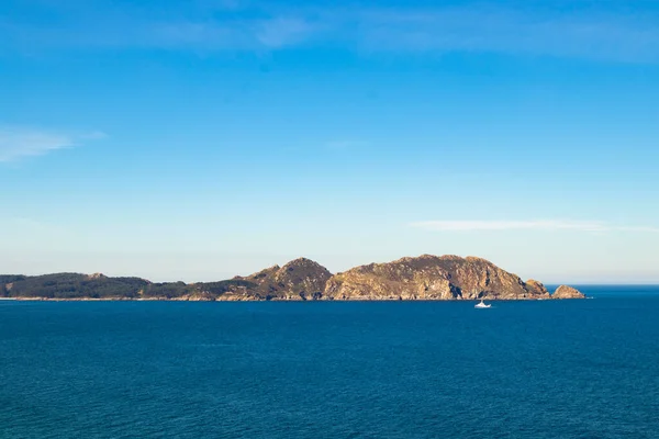 Panoramalandschaft Von Cabo Home Pontevedra Galicien Mit Den Cies Inseln — Stockfoto