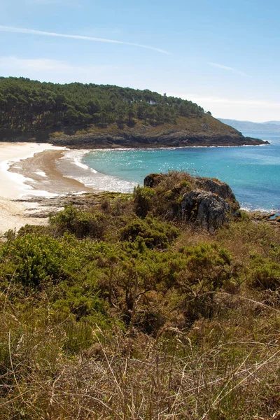 Landskap Och Panoramautsikt Över Stranden Cabo Home Pontevedra Galicien Spanien — Stockfoto