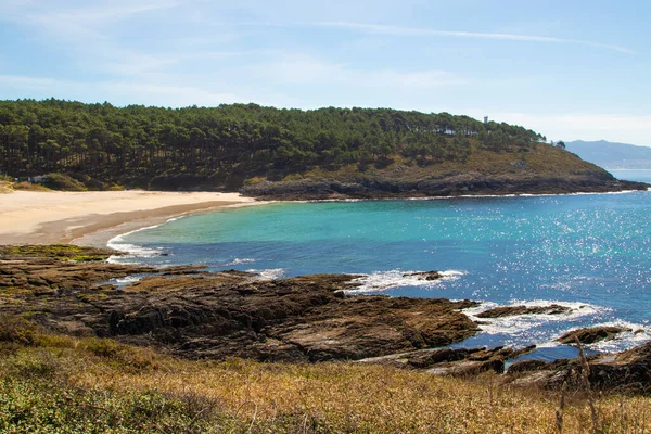 Paesaggio Panoramica Della Spiaggia Cabo Casa Pontevedra Galizia Spagna — Foto Stock