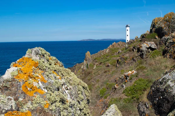 Paesaggio Con Faro Casa Cabo Pontevedra Galizia Spagna — Foto Stock