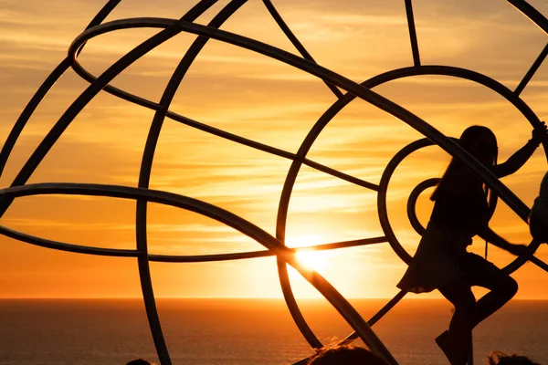 Famoso Tramonto Casa Cabo Pontevedra Con Sagome Turisti — Foto Stock