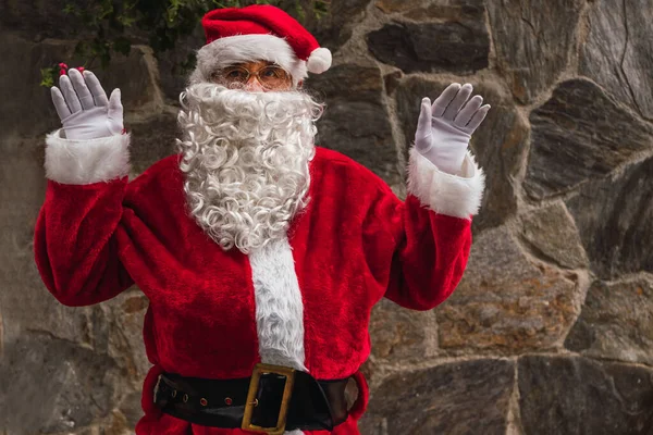 Portrait Père Noël Heureux Plein Air — Photo