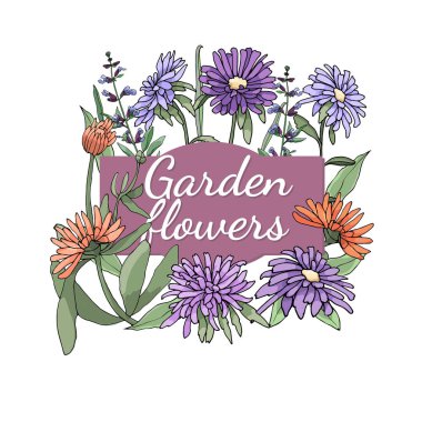 Vektör Bahçe çiçek.