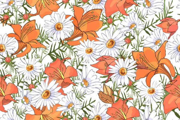 Art vecteur floral motif sans couture . — Image vectorielle