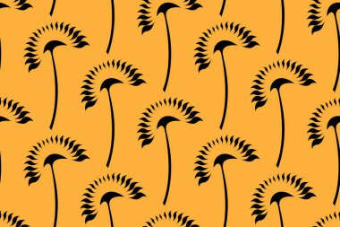 Sarı arka plan üzerinde grafik stilize ayçiçeği.