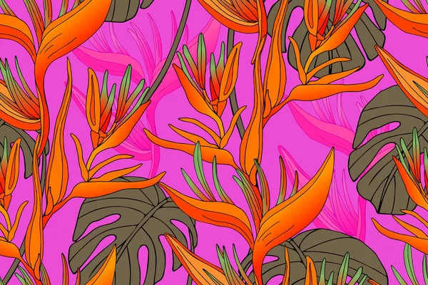 Patrón tropical sin costura vectorial. — Vector de stock