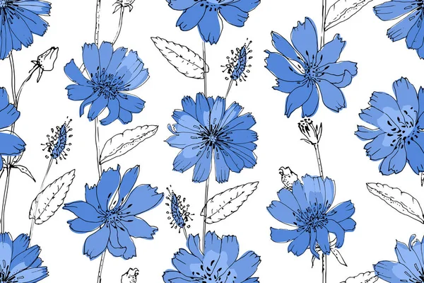 Arte vector floral patrón sin costura . — Archivo Imágenes Vectoriales