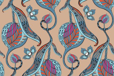 Etnik çiçek deseni.