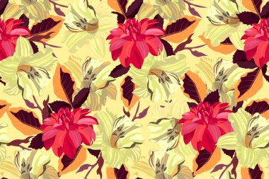 Sanat çiçek vektör seamless modeli. 