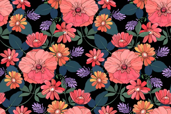 Art vecteur floral motif sans couture . — Image vectorielle