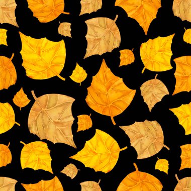 Yapraklı kusursuz suluboya deseni. El çizimi.