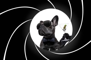 drunk dog drinking a cocktail  clipart
