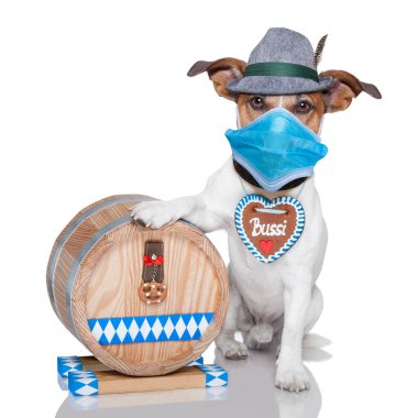 Ekim Festivali köpeği bira fıçısı ve zencefilli kekle iptal edildi ve maske takıyor.