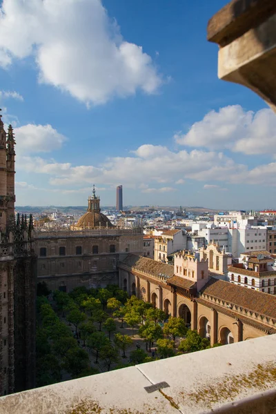 Luftaufnahme Von Der Spitze Der Kathedrale Von Sevilla Spanien Die — Stockfoto