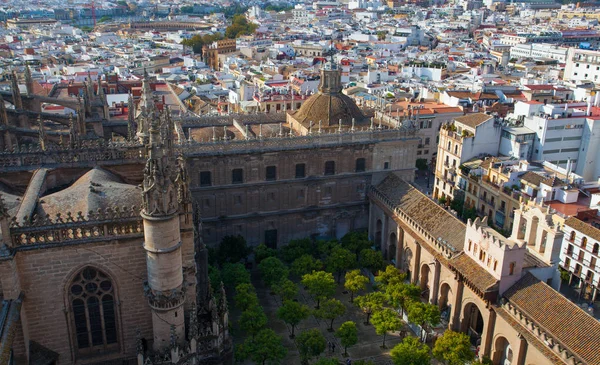 Letecký Pohled Vrcholu Seville Cathedral Španělsko Katedrála Seville Největší Gotická — Stock fotografie