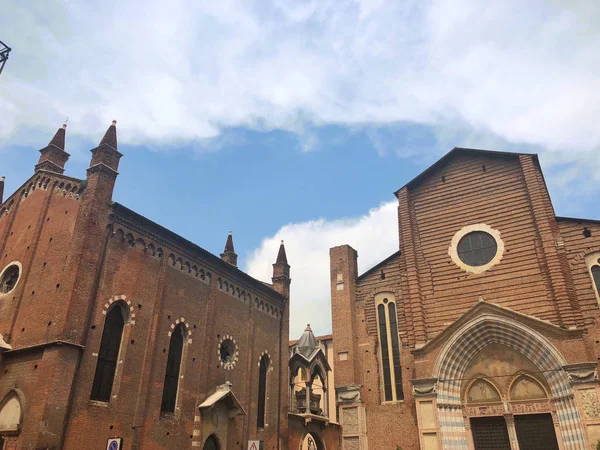 Fasáda Kostela Santa Anastasia Verona Itálie Kostel Nachází Nejstarší Části — Stock fotografie