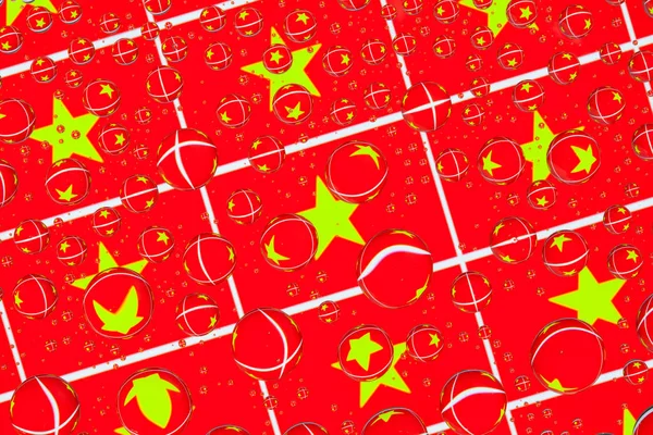 Flags Vietnam Glass Covered Rain Drops Pattern Vietnamese Flags — Stock Photo, Image