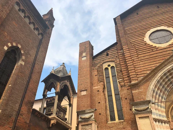 Facciata Della Chiesa Santa Anastasia Verona Chiesa Trova Nella Parte — Foto Stock