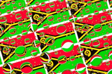 Bayrak, Vanuatu, bir cam arkasında yağmur damlaları ile kaplı. Bayraklar Vanuatu desen