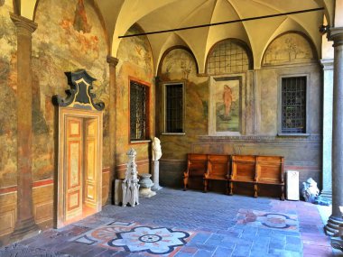 Milan, İtalya - 7 Mayıs, 2018: Milan ' dan son akşam yemeği, karşısında Museo Vigna di Leonardo Leonardo da Vincis üzüm bağları geri ve onları halka açık yaptı.