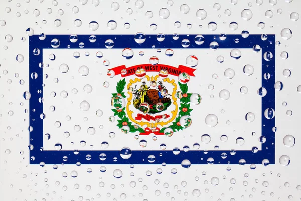 Bandera Del Estado Americano Virginia Occidental Detrás Vaso Cubierto Con —  Fotos de Stock