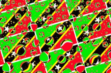 Saint Kitts ve Nevis, bayraklar bir cam arkasında yağmur damlaları ile kaplı. Saint Kitts ve Nevis bayrakları desen