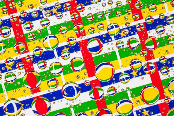 Banderas República Centroafricana Detrás Vidrio Cubierto Con Gotas Lluvia Patrón — Foto de Stock