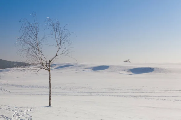 Bunkers Golfe Cheio Neve Colina Nascer Sol — Fotografia de Stock