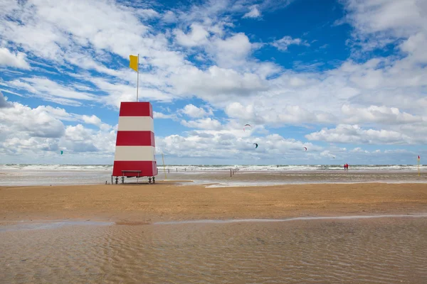 Farol Incrível Praia Lakolk Após Forte Chuva Esta Praia Praia — Fotografia de Stock