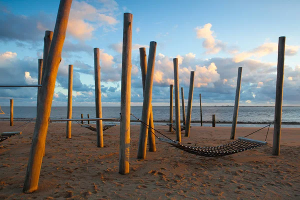 Drammatico Tramonto Sulla Spiaggia Vuota Hjerting Jutland Danimarca Distretto Hjerting — Foto Stock