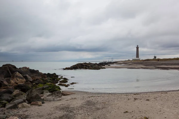 スカーゲン デンマーク北部の灯台 1858 年に建てられた灯台と メートル それは 番目に Denmarks 一番背が高い バルト諸国が北の海を満たしている場所 — ストック写真