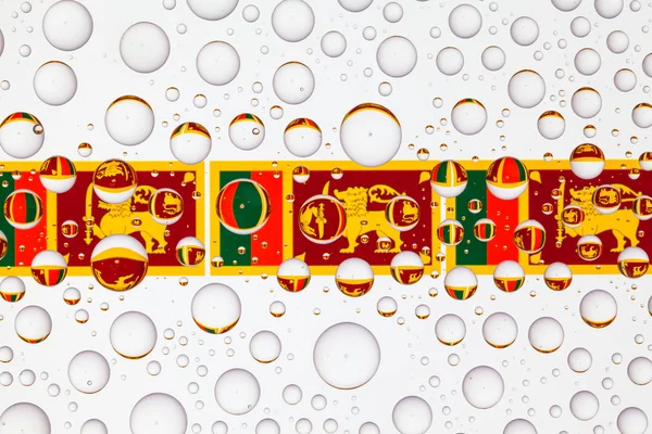 Прапори Шрі Ланки Келихом Покриті Краплі Дощу Ілюстрація — стокове фото