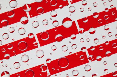 Endonezya, bayraklar bir cam arkasında yağmur damlaları ile kaplı. Endonezya bayrakları desen. 3D çizim