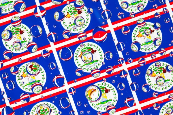 Flags Belize Glass Covered Rain Drops Pattern Belize Flags Illustration — Stock Photo, Image