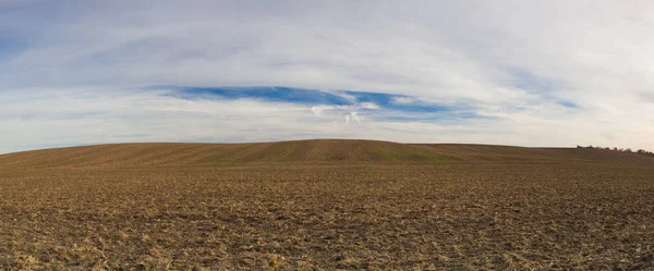 Sonbahar Yatay Tarım Arazisi Son Zamanlarda Sürülmüş Kırpma Için Hazır — Stok fotoğraf