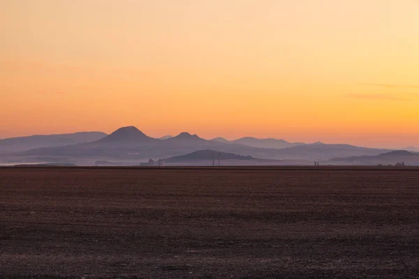 Paisaje Otoñal Con Tierras Agrícolas Recientemente Arado Preparado Para Cultivo —  Fotos de Stock