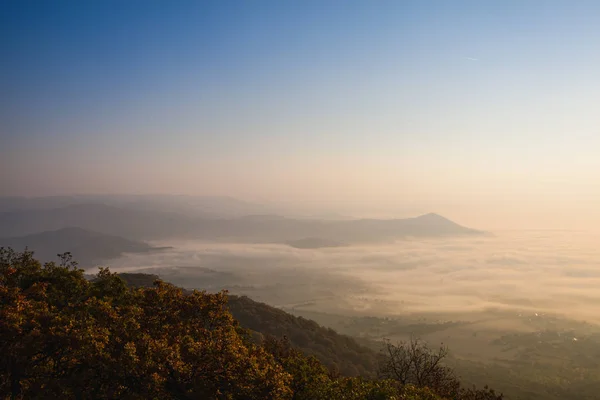 Morning scenery in Central Bohemian Uplands, Czech Republic. Natural monument. View from the top of the mountain.