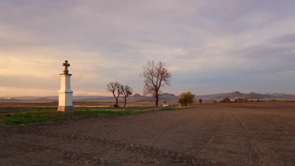 Pequena Capela Pôr Sol Central Bohemian Upland República Checa — Vídeo de Stock