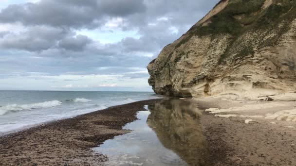 Bulbjerg Limestone Cliff Northern Jutland Denmark Facing Sea Skagerrak Only — Stock Video