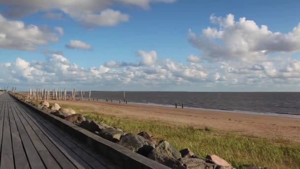 Sulla Spiaggia Vuota Hjerting Jutland Danimarca Distretto Hjerting Distretto Dello — Video Stock