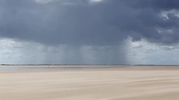 Incrível Praia Sonderstrand Península Romo Jutlândia Dinamarca Cenário Após Chuva — Vídeo de Stock