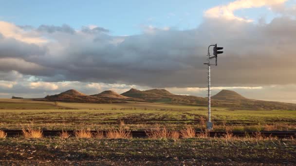 Férrea Única Pôr Sol Central Bohemian Uplands República Checa — Vídeo de Stock