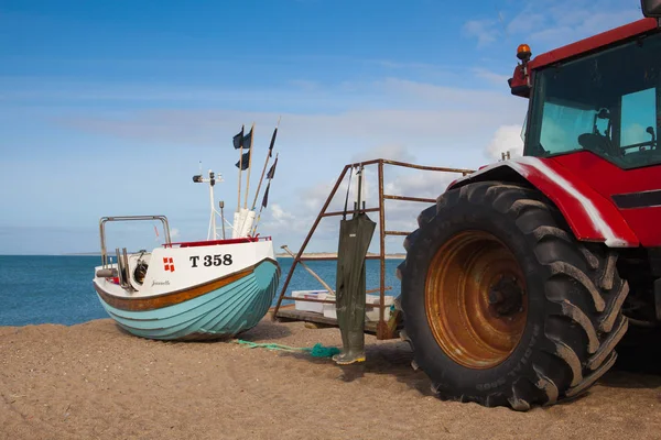 Klitmoller Danemark Août 2018 Les Bateaux Sur Plage Klitmoller Cold — Photo