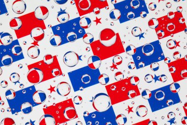 Panama, bayraklar bir cam arkasında yağmur damlaları ile kaplı. Desen Panama 3d çizim bayraklar