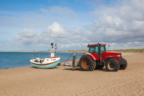 Klitmoller Danemark Août 2018 Les Bateaux Sur Plage Klitmoller Cold — Photo