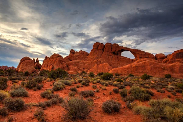 Sunset Arches National Park Moab Utah Eua Limitado Pelo Rio — Fotografia de Stock