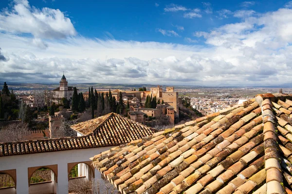 Alhambra Ett Palats Och Fästningen Ligger Granada Andalusien Spanien Det — Stockfoto