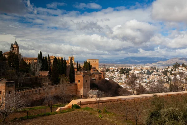 Alhambra Complejo Palaciego Fortaleza Situado Granada Andalucía España Fue Construida — Foto de Stock