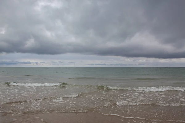 Pláži Skagen Prudkém Dešti Dánsko Místo Kde Setkává Baltského Moře — Stock fotografie