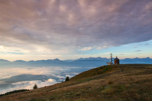 Herbstmorgen Skigebiet Karnischen Alpen Österreich Schöne Aussicht Vom Turm Auf — Stockfoto